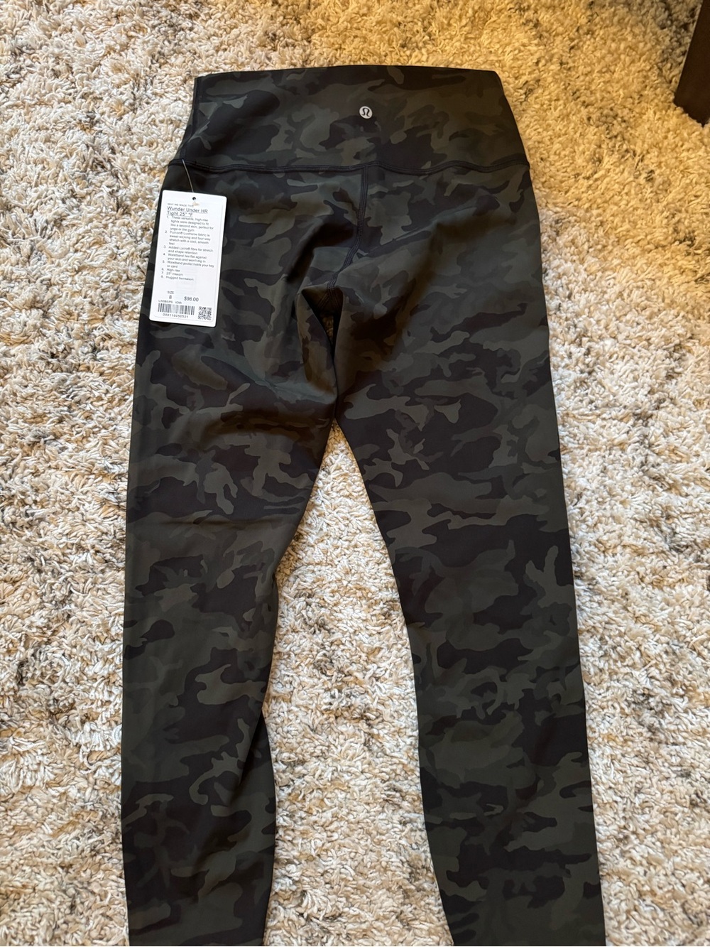 lululemon Women’s Wunder Under HR Tight 25”.  Olive Green Camo. Size 8. NWT.